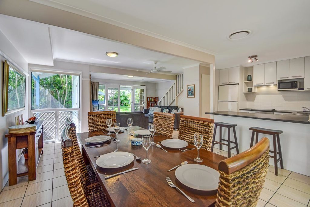 the dining room of a Coco Bay Resort townhouse 
