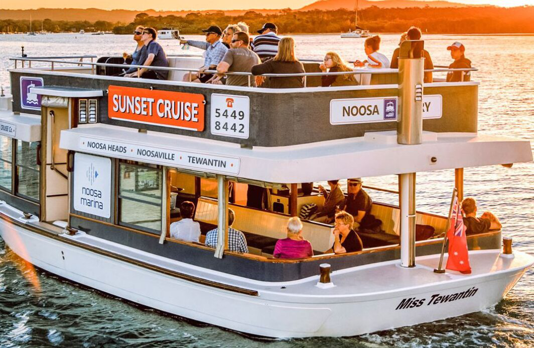 Cruise the Noosa River at sunset for magical views. Image: Noosa Ferry